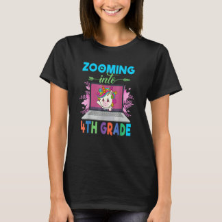 Zooming Into 4th Grade  Unicorn Virtual Back To Sc T-Shirt