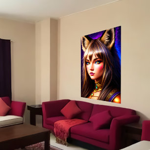 Zoomorphische coole junge Dame mit Luchohr   Art d Poster