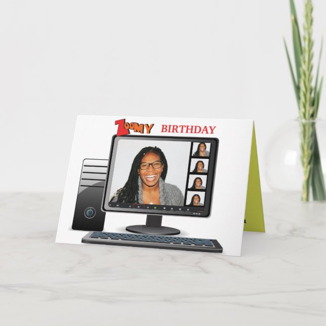 Zoomy Birthday Funny Video Conference Call Satire Karte (Vorderseite)