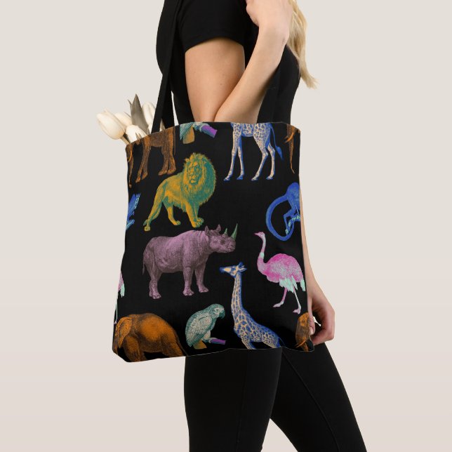 Zootiere Lebende Farben Pop Art Tierfreunde Tasche (Von Nahem)