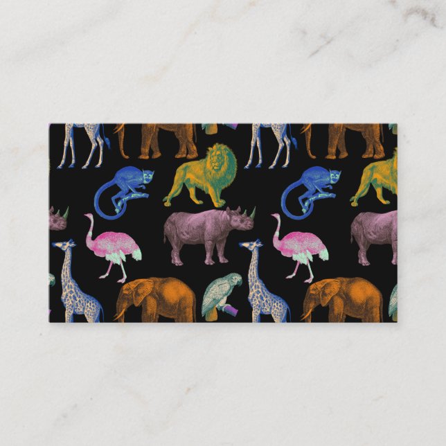 Zootiere Lebende Farben Pop Art Tierfreunde Visitenkarte (Vorderseite)