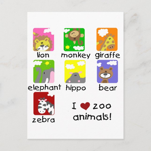Zootiere - Tshirts und Geschenke Postkarte (Vorderseite)