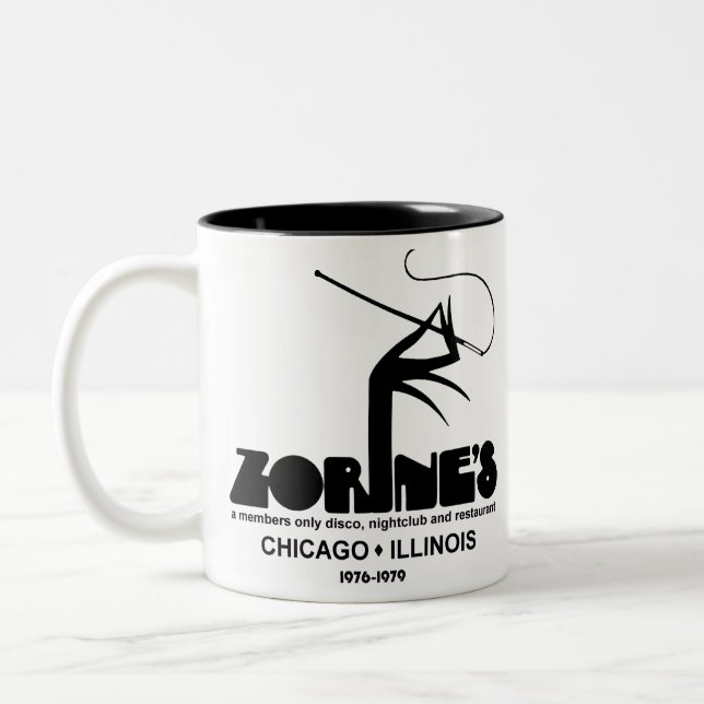 Zorine's Restaurant Disco Nightclub, Chicago, IL Zweifarbige Tasse (Links)
