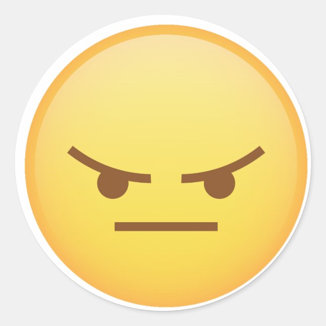 zornig-Imoji-gelbes Gesichtsbild Runder Aufkleber (Vorderseite)