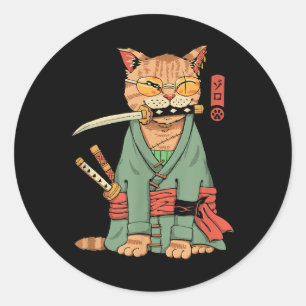 Zoro Cat Warrior Runder Aufkleber