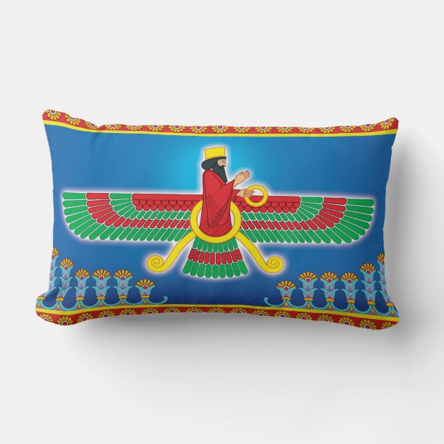 Zoroastrian-Perser Faravahar Lendenkissen (Vorderseite)
