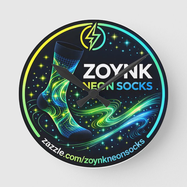 Zoynk Neon Socks Runde Wanduhr (Vorderseite)