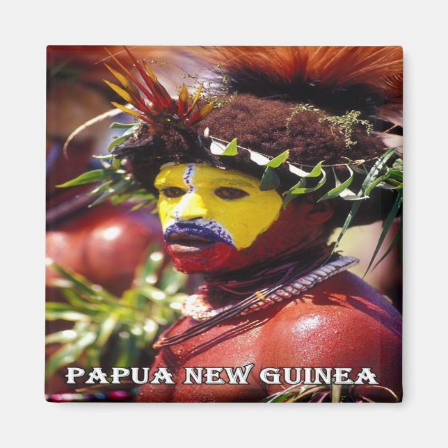 zPG008 HULI WIGMAN, Papua Neue Guinea, Kühlschrank Magnet (Vorne)
