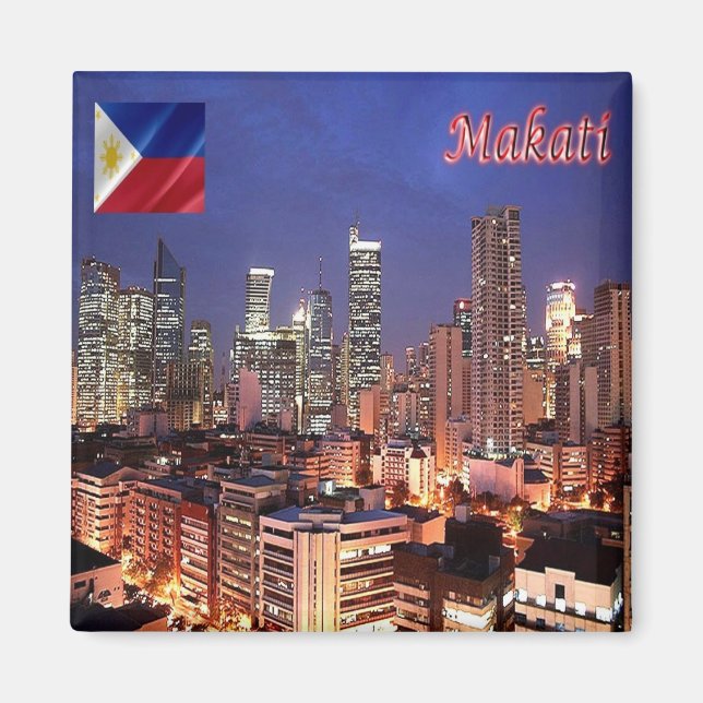 zPH009 MAKATI, Stadt für Nacht, Philippinen, Kühls Magnet (Vorne)