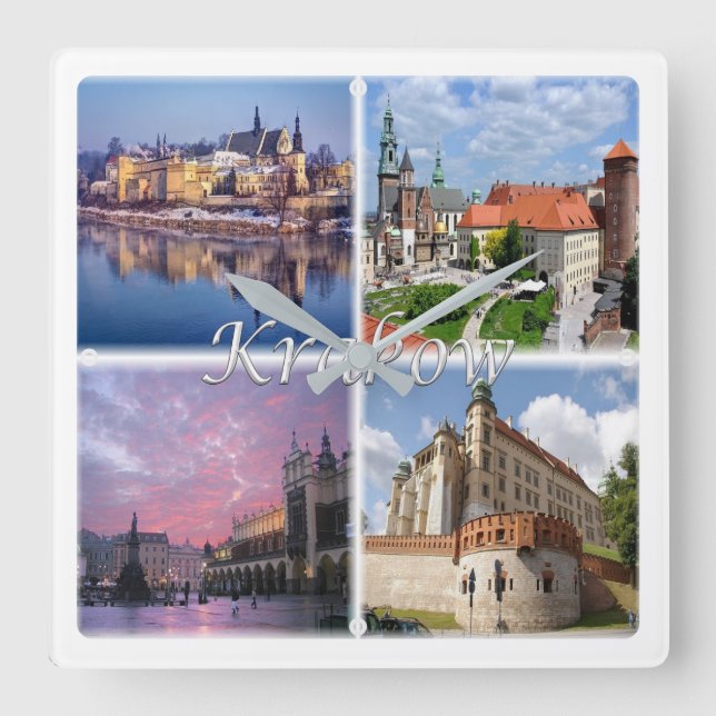 zPL009 KRAKOW, Polen, Europa, Quadratische Wanduhr (Vorderseite)