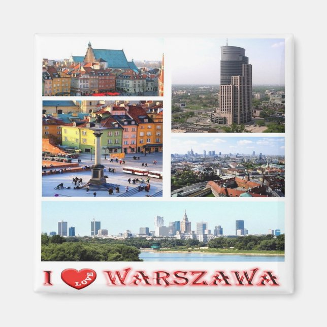 zPL010 WARSAW "I Love", Poland, Europa, Fridge Magnet (Vorne)