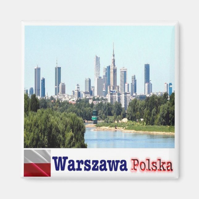 zPL014 WARSAW skylin, Polen, Europa, Kühlschrank Magnet (Vorne)