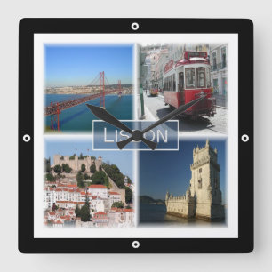 zPT007 LISBON, Portugal, Quadratische Wanduhr