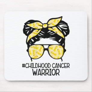 Zqxj unordentlicher Bun gelbes Band Kinderkrebs Kr Mousepad