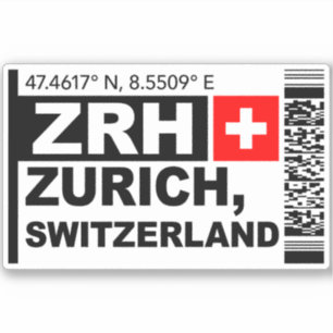 ZRH Zürich Bordkarte - Schweiz Reise Aufkleber
