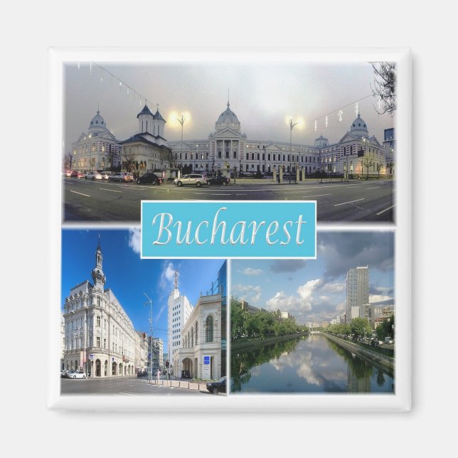 zRO004 BUCHAREST, Rumänien, Kühlschrank Magnet (Vorne)