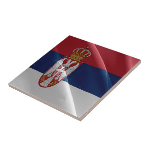 zRS002 SERBIAN waving FLAG SERBIA, Europa, Fliese