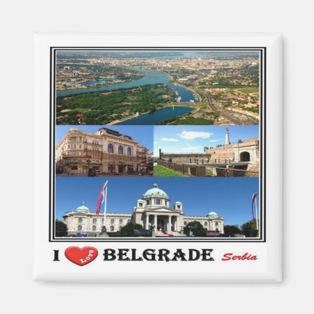 zRS003 BELGRADE "I Liebe", Serbien, Europa, Kühlsc Magnet (Vorne)
