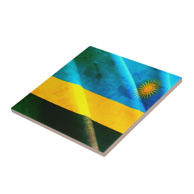 zRW002 RWANDA, Waving Flag, Afrika, Fliese (Seite)