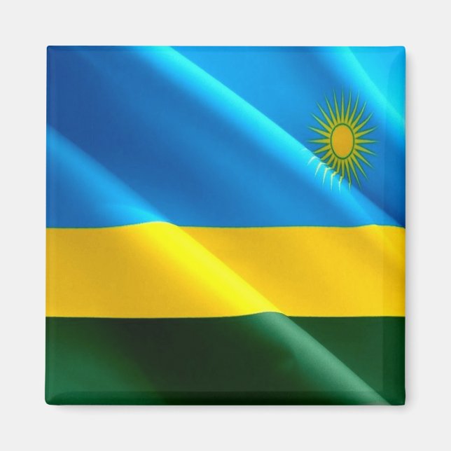 zRW002 RWANDA, Waving Flag, Afrika, Kühlschrank Magnet (Vorne)