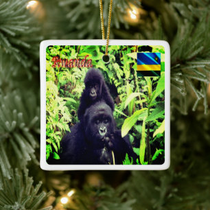 zRW003 RWANDA, Gorilla im Nationalpark, Keramikornament