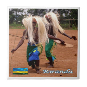 zRW010 RWANDA, Traditionelle ruandische Tänzer, Fliese