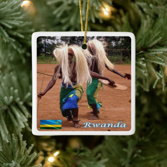 zRW010 RWANDA, Traditionelle ruandische Tänzer, Keramikornament (Baum)