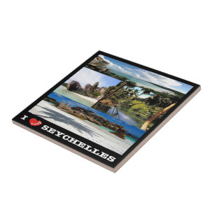 zSC024 SEYCHELLES, I Liebe, La Digue, Mosaik, Fliese