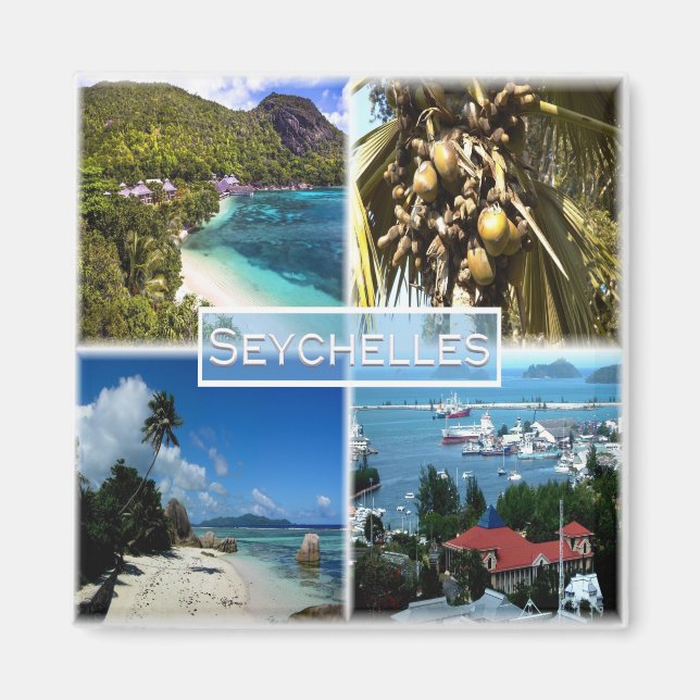 ZSC025 SEYCHELLES, Mosaik, Afrika, Kühlschrank Magnet (Vorne)