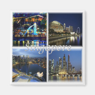 zSG004 SINGAPUR by night LION CITY, Asia, Kühlschr Magnet