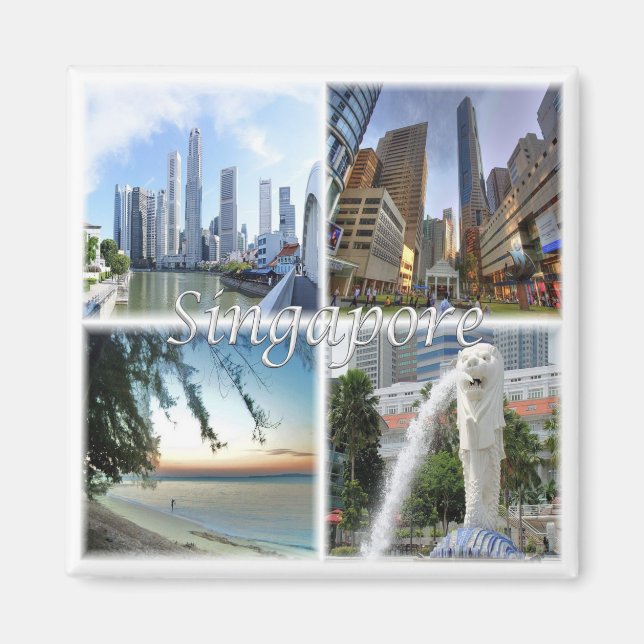 zSG005 SINGAPUR by day LION CITY, Asia, Kühlschran Magnet (Vorne)