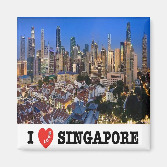 zSG010 LION CITY in Liebe SINGAPUR, Asien, Kühlsch Magnet (Vorne)