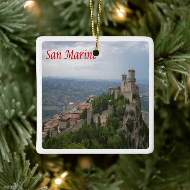 zSM007 MONTE TITANO Panorama, San Marino, Keramikornament (Baum)