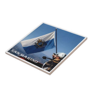 zSM008 GENDARME mit Flagge, San Marino, Fliese