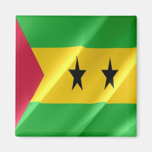 zST002 SAO TOME' and PRINCIPE, Waving Flag, Kühlsc Magnet