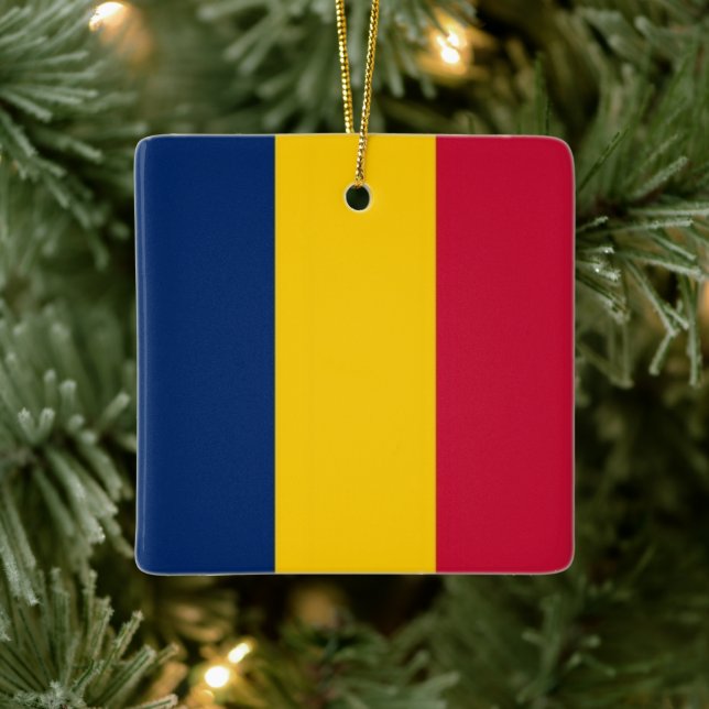 zTD001 CHAD, Flag, Afrika, Keramikornament (Baum)
