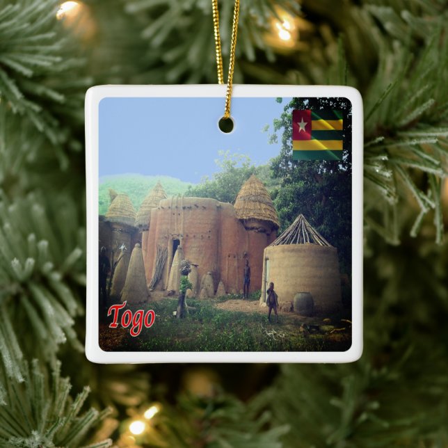 zTG008 TOGO, Taberma House, Afrika, Keramikornament (Baum)