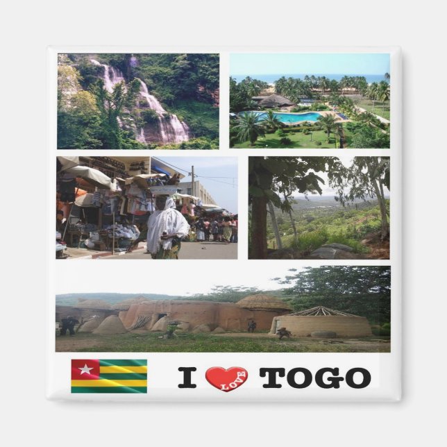 zTG009 TOGO I Liebe, Mosaik, Afrika, Kühlschrank Magnet (Vorne)