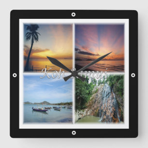 zTH010 KOH SAMUI, Thailand, Asien, Quadratische Wanduhr