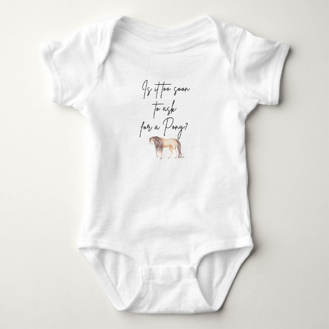 Zu bald, um für ein Pony Cowboy Baby Fragen Baby Strampler (Vorderseite)