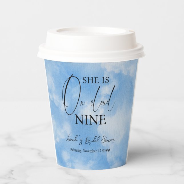 zu Cloud Nine 9 Calligraphy Blue Brautparty Pappbecher (Vorderseite)