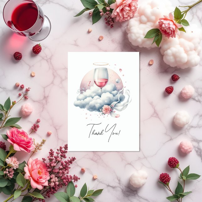 Zu Cloud Wine Brautparty Dankeskarte (On Cloud Wine Bridal Shower Thank You Card)