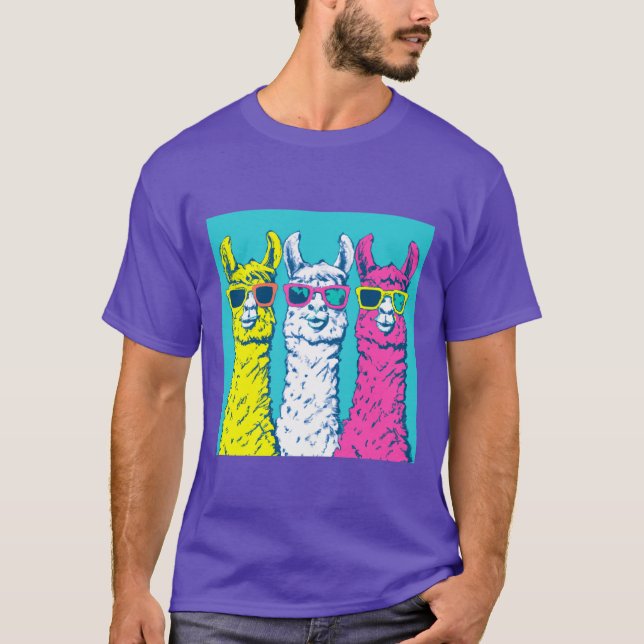 Zu cool für den Llama Retro-Siebdruck in der Schul T-Shirt (Vorderseite)