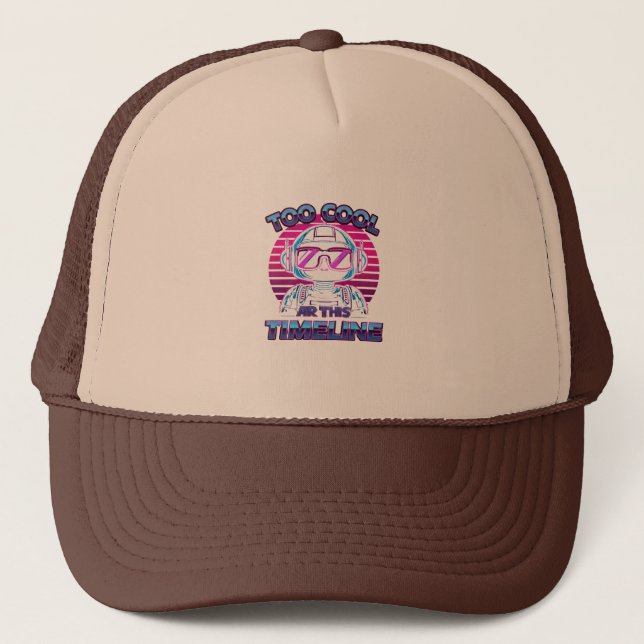 Zu Cool für diese Zeitachse - Retro Neon Robot T-S Truckerkappe (Vorderseite)