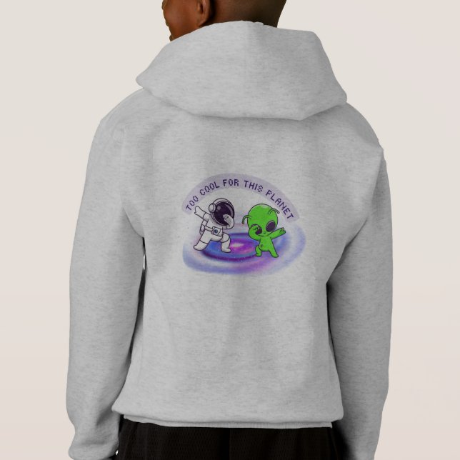 Zu cool für diesen Planeten – Lustiges Cartoon-T-S Hoodie (Rückseite)
