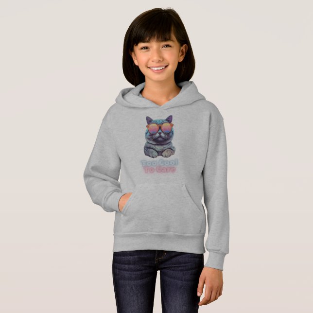 Zu Cool für Pflege | Stylish Chill Cat Hoodie (Vorne ganz)