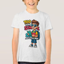 Zu Cool für School Cartoon Boy with Books - Funny