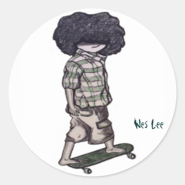 Zu Cool für Skateboard Runder Aufkleber (Vorderseite)