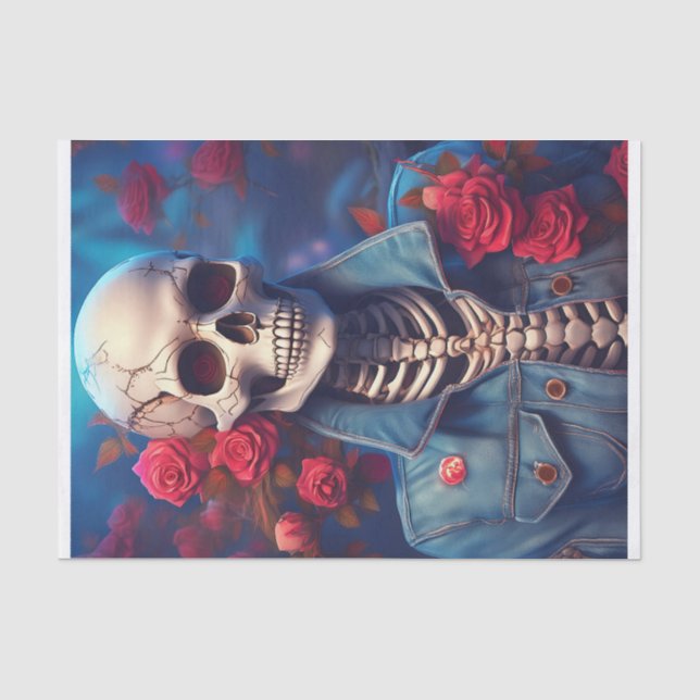 Zu Cool für Skull, Denim Skelett mit Attitude Seidenpapier (Vorderseite)