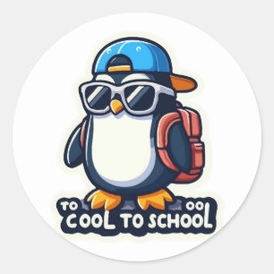 Zu Cool zur Schule: Stilvolle Pinguine zurück zur Runder Aufkleber